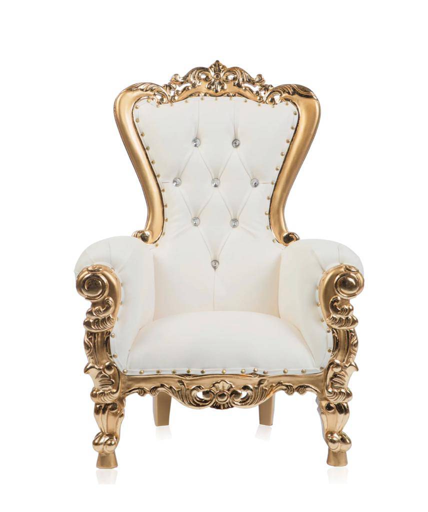 White With Gold Trim; Kids Throne Chair – D & Y Highline Events